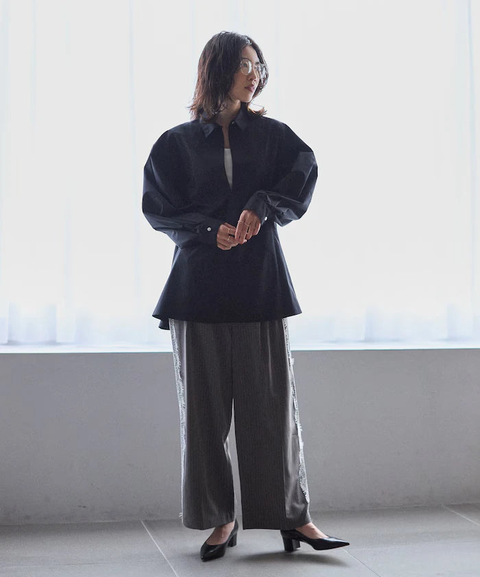 Flare Silhouette Skipper Balloon Sleeve Shirt