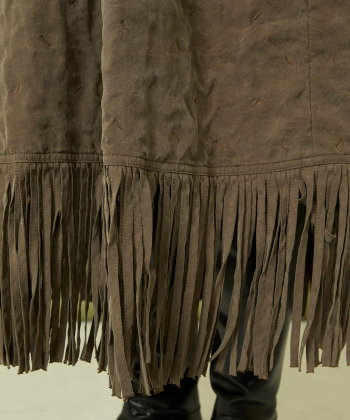 Fade-Processed Fringe Mini Dress
