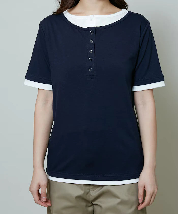 Layered Color Scheme Henley Neck T-Shirt Limited Edition