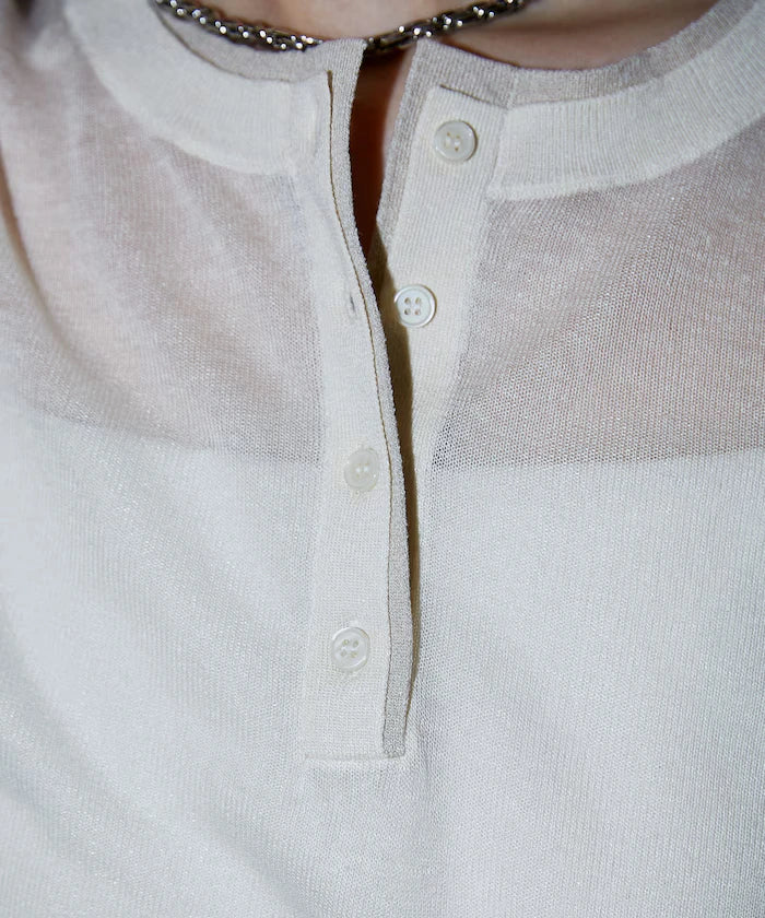 Washable linen color block henley neck knit top limited release