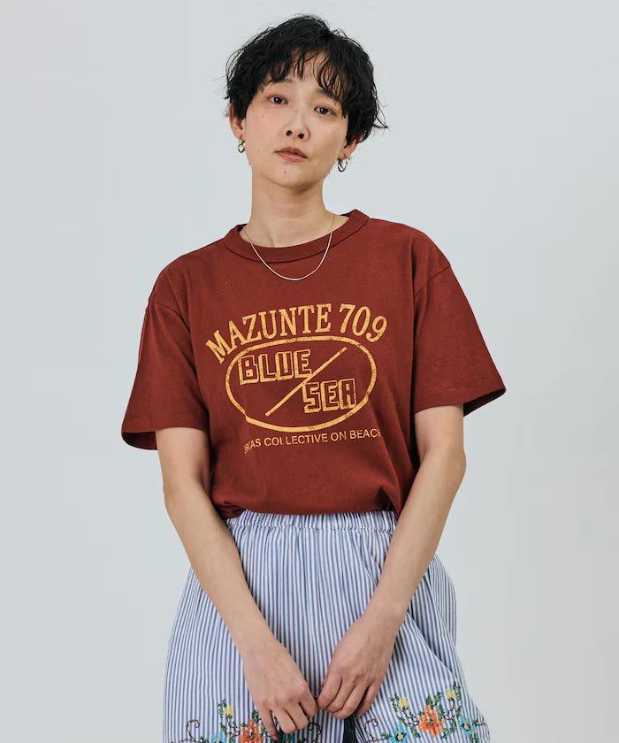 Vintage-Like Used Essence Print T-Shirt