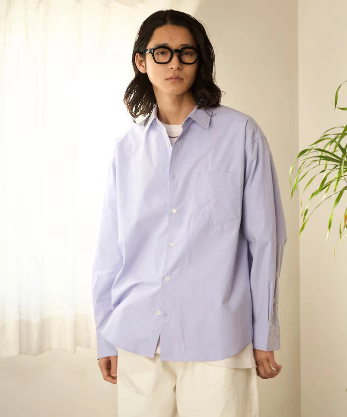 Nuance Color Oversized Regular Collar Long Sleeve Shirt