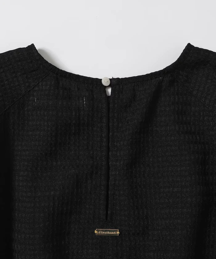 Sheer Check Balloon Sleeve Blouse