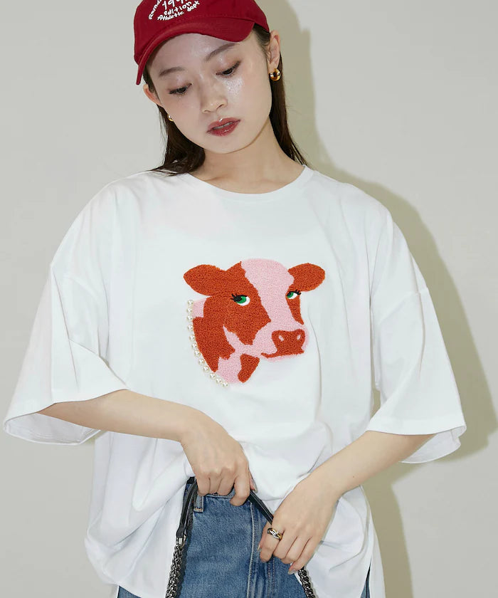 Big T-shirt with Pearl and Sagara Embroidery - Limited Edition