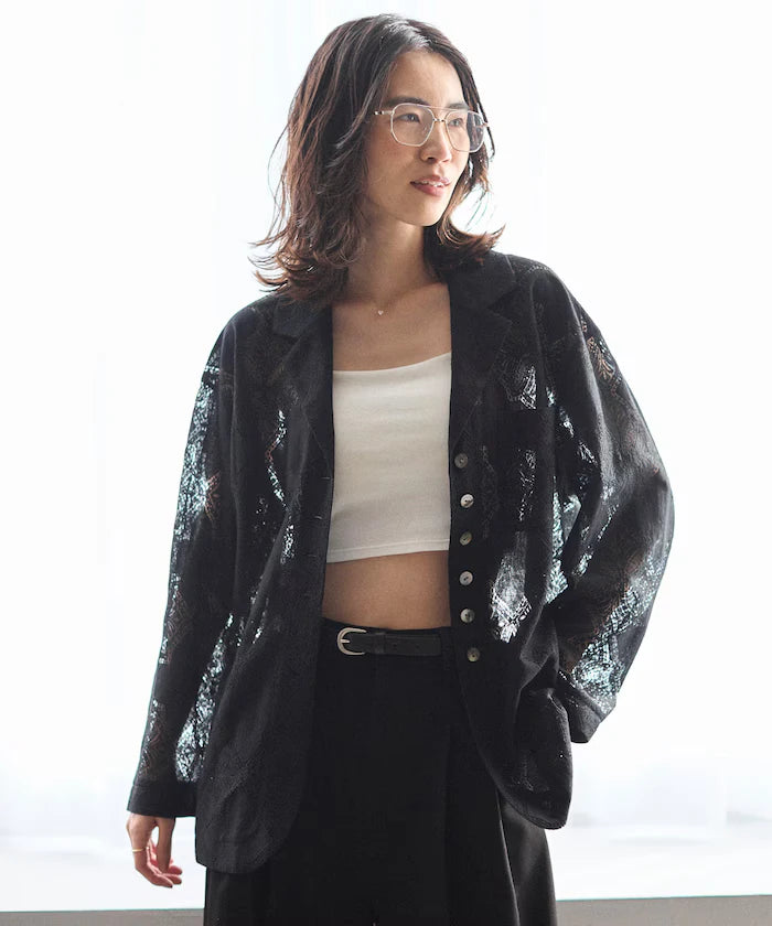 [February 12 12:00 Release] Panel Lace Shirt Jacket / Compatible with Setup