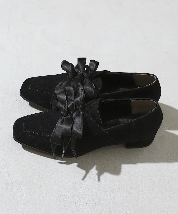 Suede-like Ribbon Lace-up Shoes (Available in sizes 22.5 to 24.5 cm)