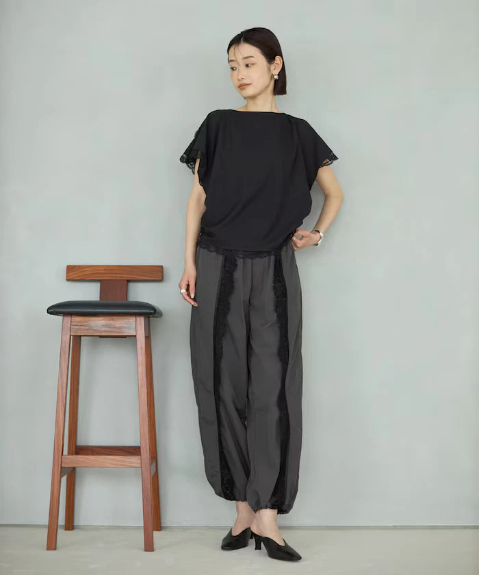 Nylon Lace Easy Wide Pants