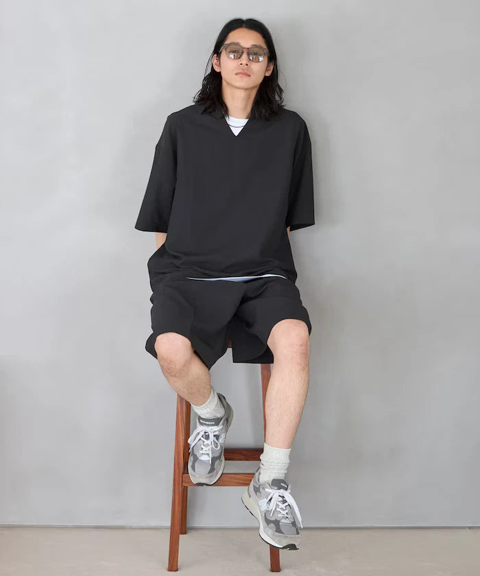 Functional Fabric Pullover Short Sleeve Shirt Set 3-piece Set / Washable / UV Cut / Quick Dry / Cool Touch