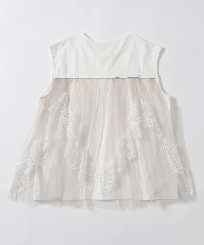 Organic Cotton Tulle Lace Docking Top