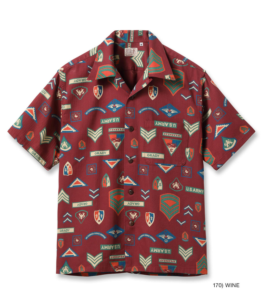 Cotton Herringbone Hawaiian Shirt "Insignia Of Army"
