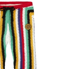 Flower Power Patch Three-Quarter Length Hand-Knit Pants