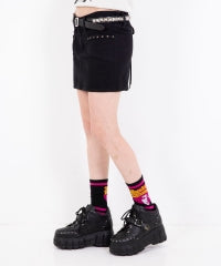Back Lace-Up Micro Mini Denim Skirt