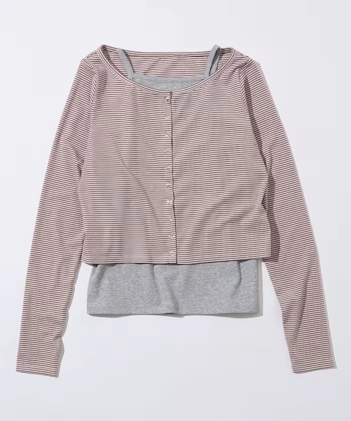 [February 12, 12:00 Release] Layered Set Top / Striped Cardigan & Camisole