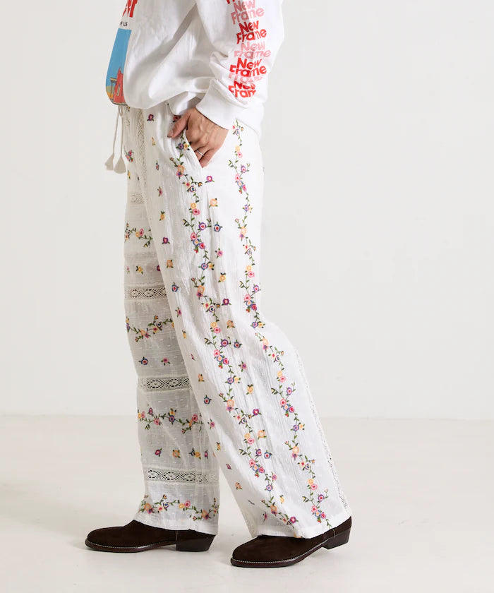 Dobby Floral Embroidery x Lace Pants