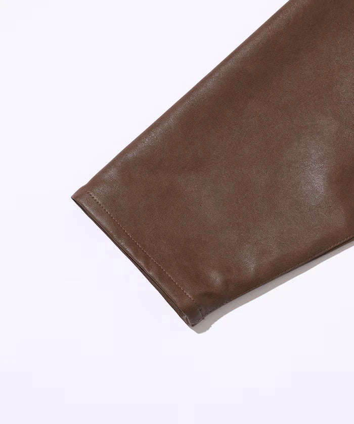 Oversized leatherette blouson / Mixed material switching