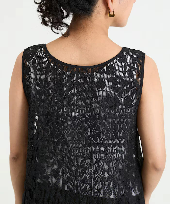 2WAY Lace Tiered Sleeveless Dress