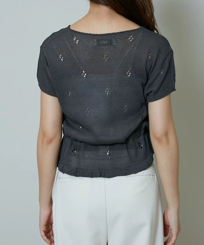 Linen Touch Eyelet Knit Cardigan Limited Edition