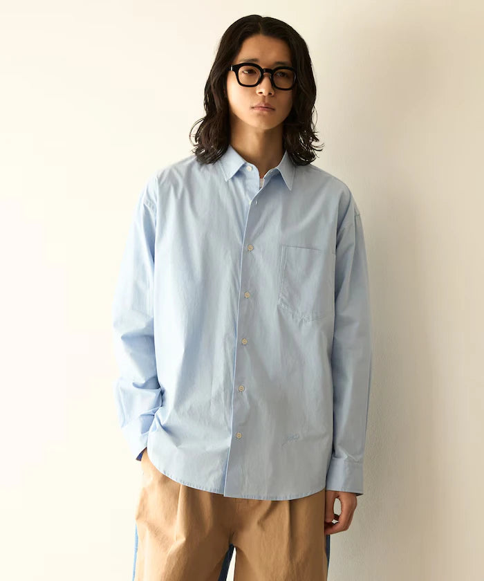 Nuance Color Oversized Regular Collar Long Sleeve Shirt