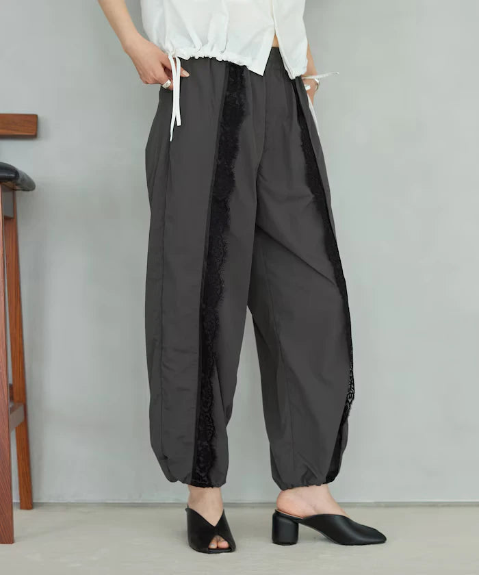 Nylon Lace Easy Wide Pants