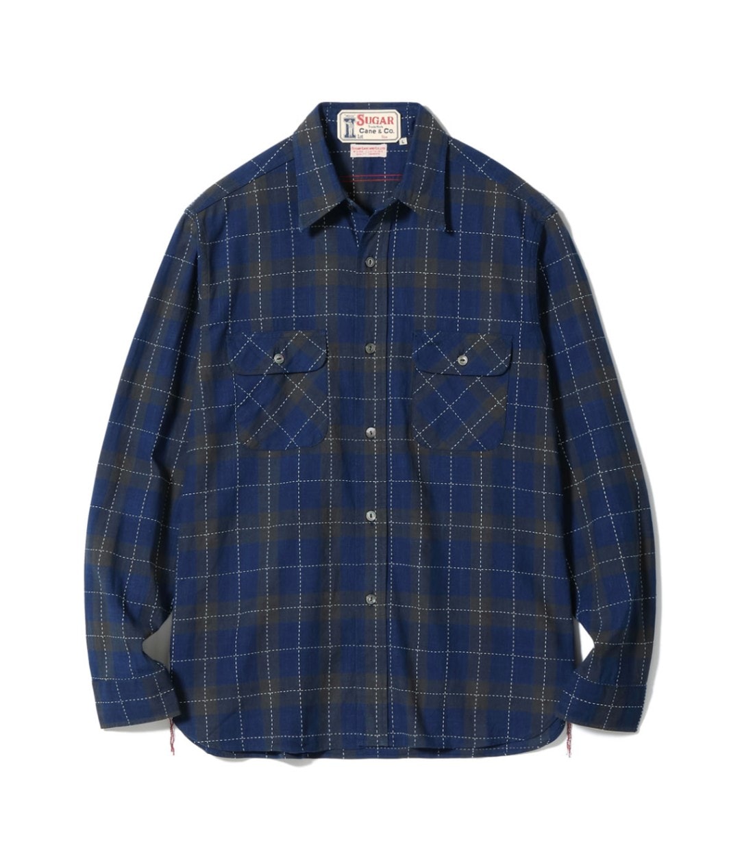 FICTION ROMANCE 5.5oz. INDIGO CHECK WORK SHIRT