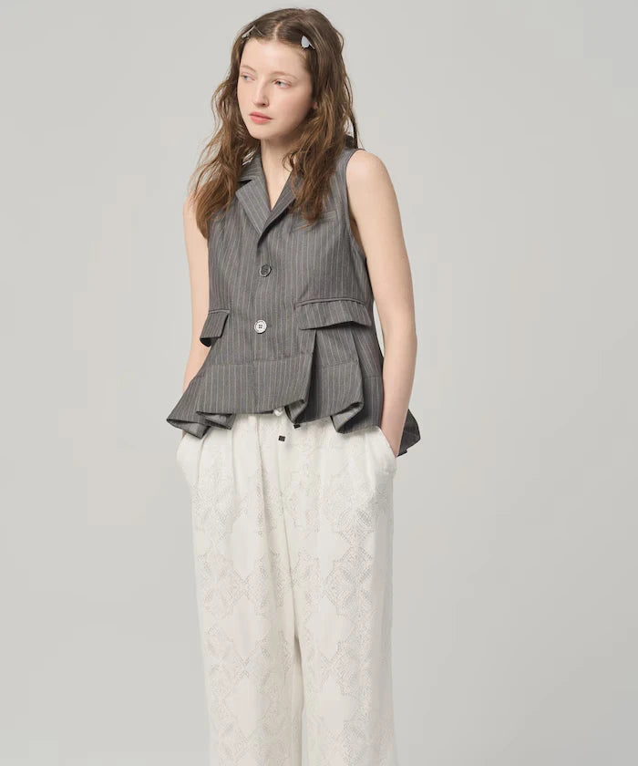 Pinstripe Flare Hem Short Vest