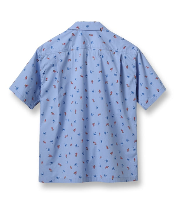 COTTON TWILL REGULAR COLLAR SHIRT “HULA & PALM TREE”