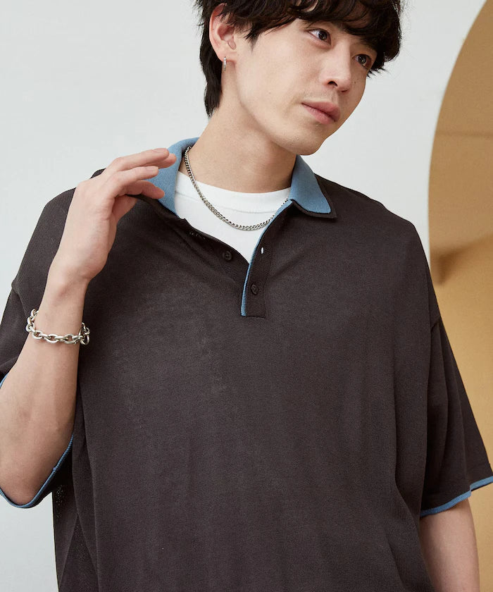 LOVE POP STUDIO Collar Layered Knit Polo Shirt Limited Edition