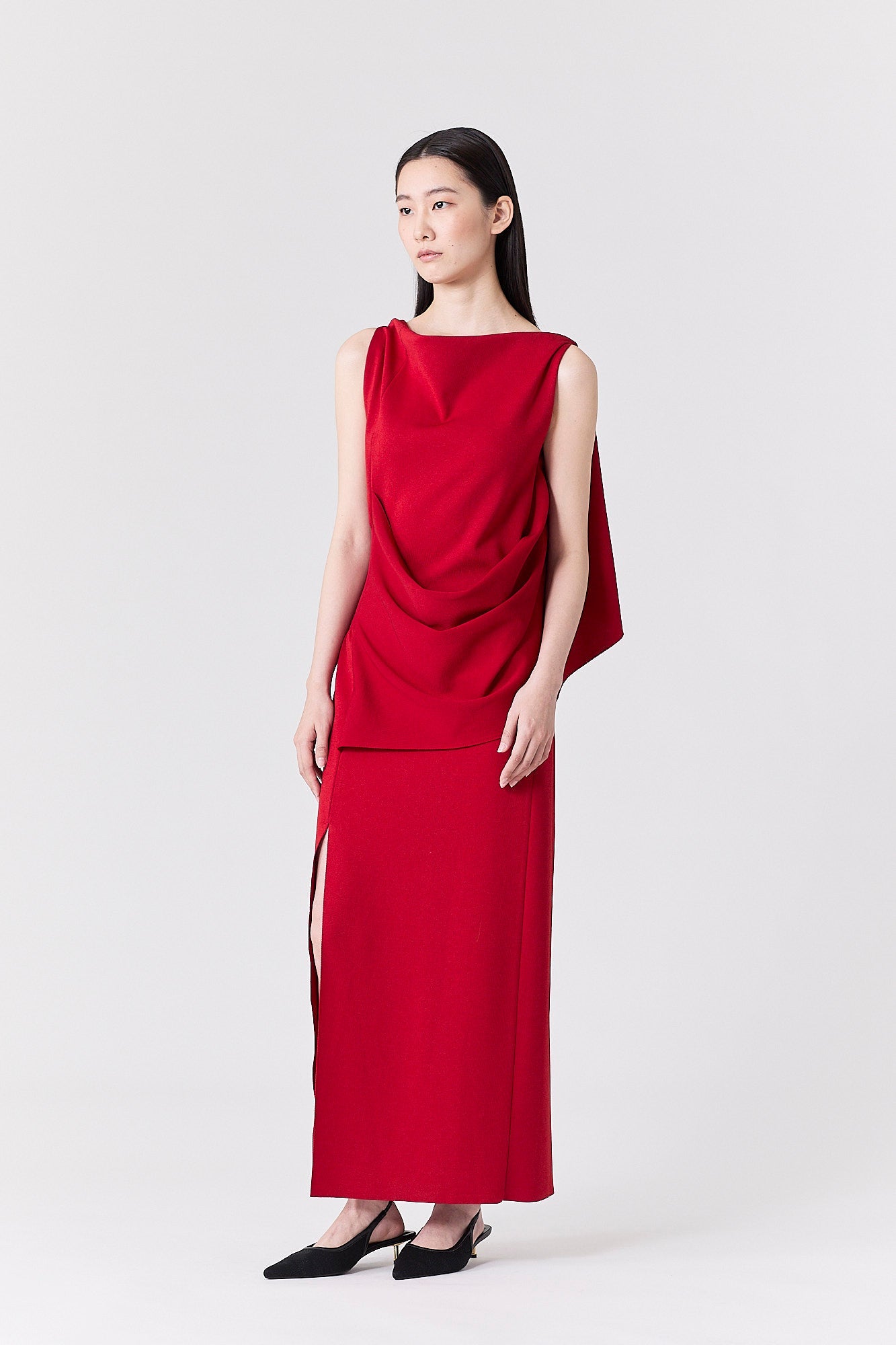 AC MILAN DRAPED SLEEVELESS DRESS