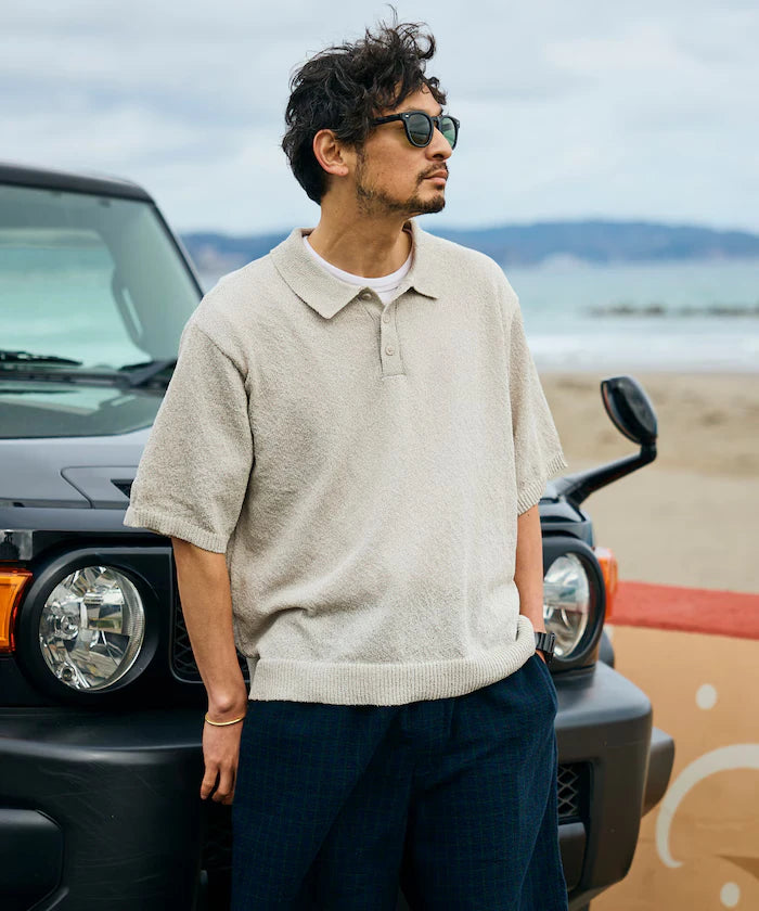 Dry Touch Boucle Yarn Knit Polo Shirt