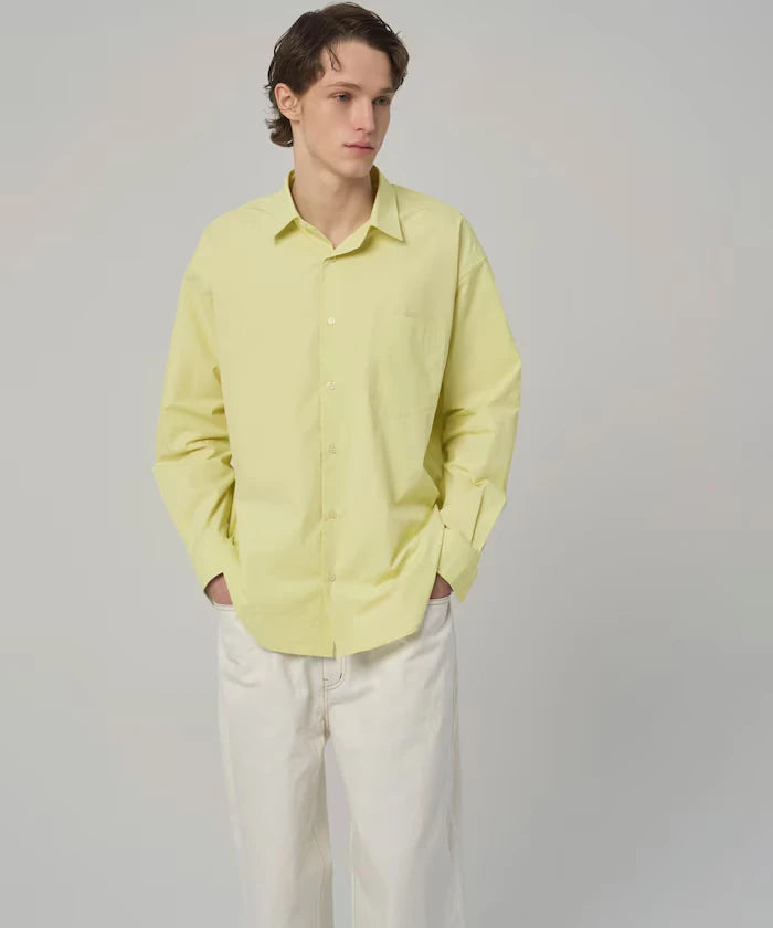 Nuance Color Oversized Regular Collar Long Sleeve Shirt
