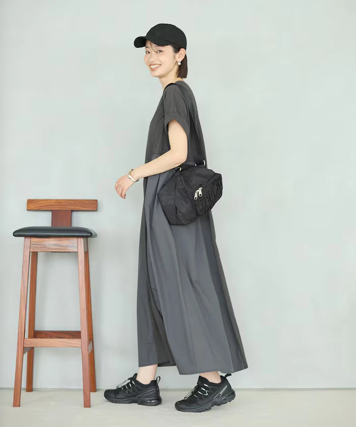 Organic Cotton Mixed Material Docking Gather Dress
