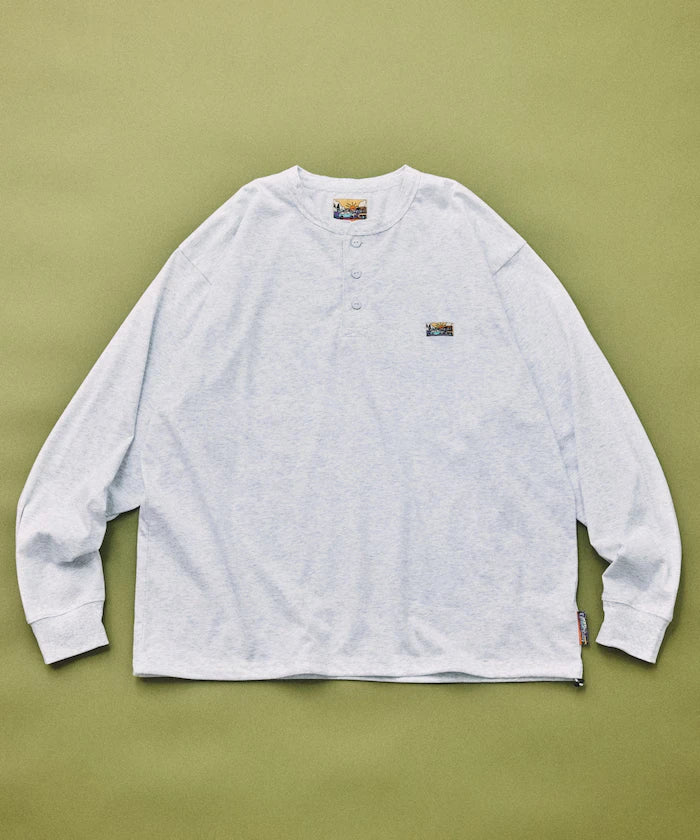 FREAK'S STORE for BEACH & FES Relax Fit One Point Logo Spindle Henley Neck Long Sleeve T-Shirt
