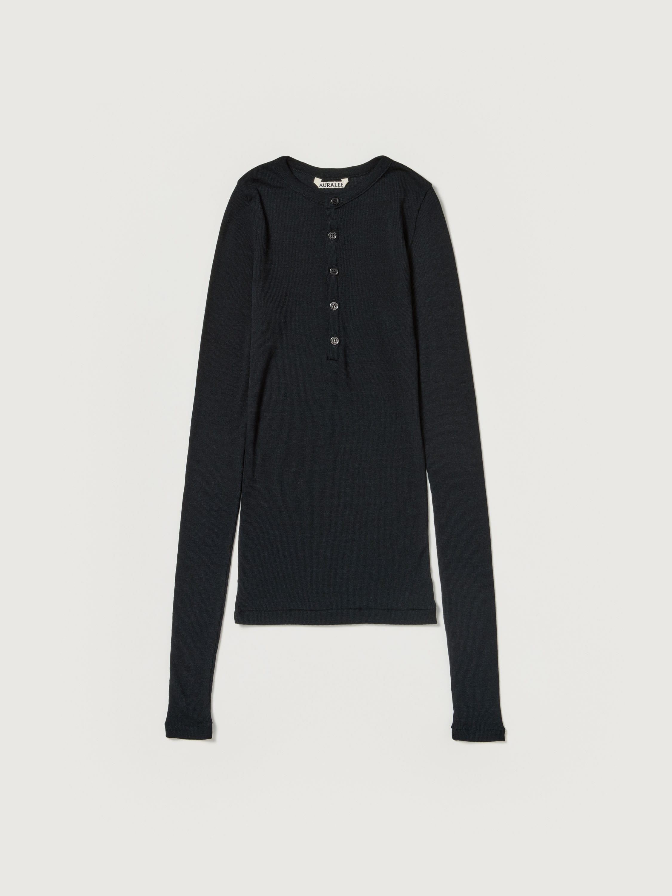 WOOL SILK SOFT RIB HENLEY