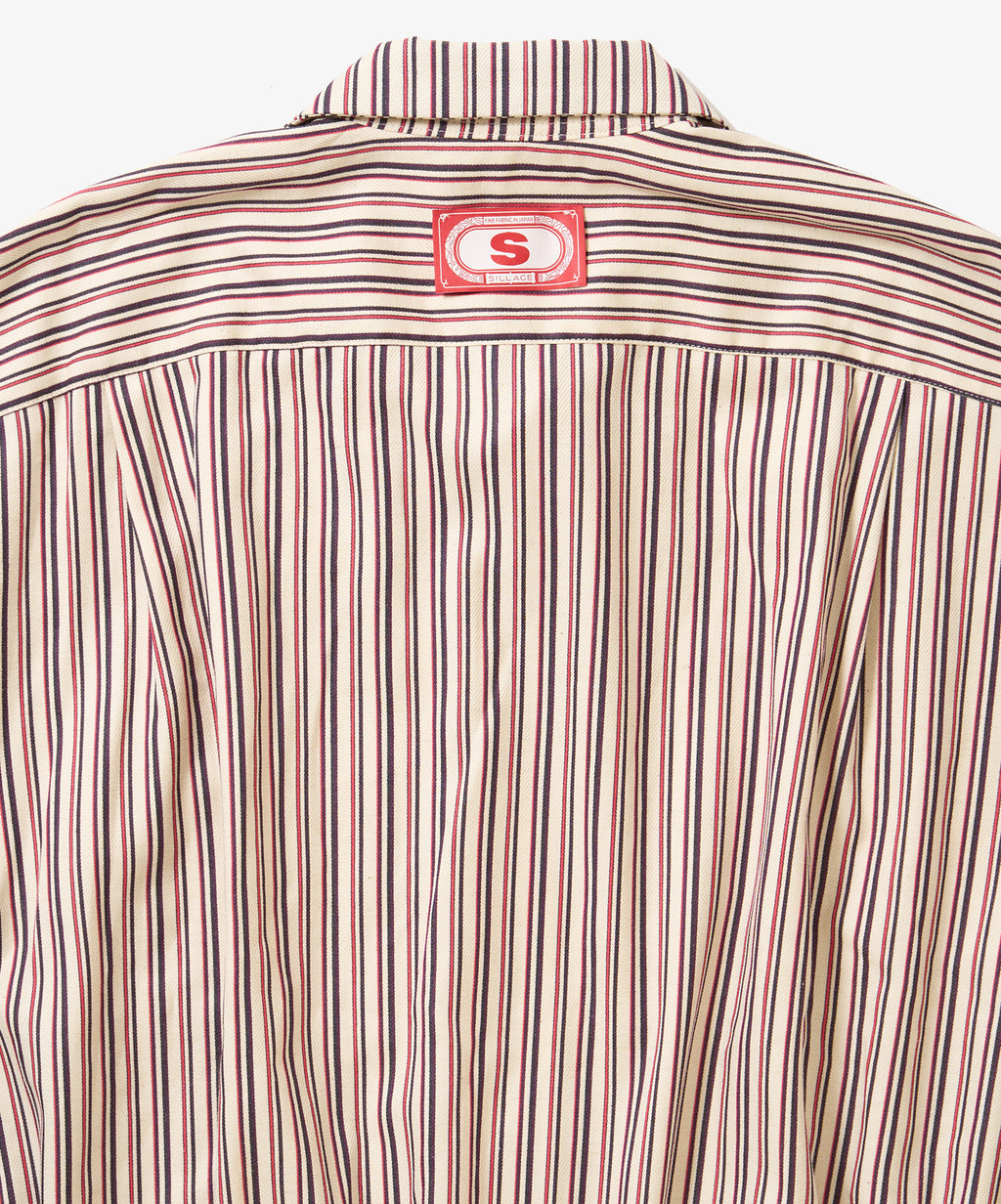 banshu ori ribbed shirts red black stripe short sleeve