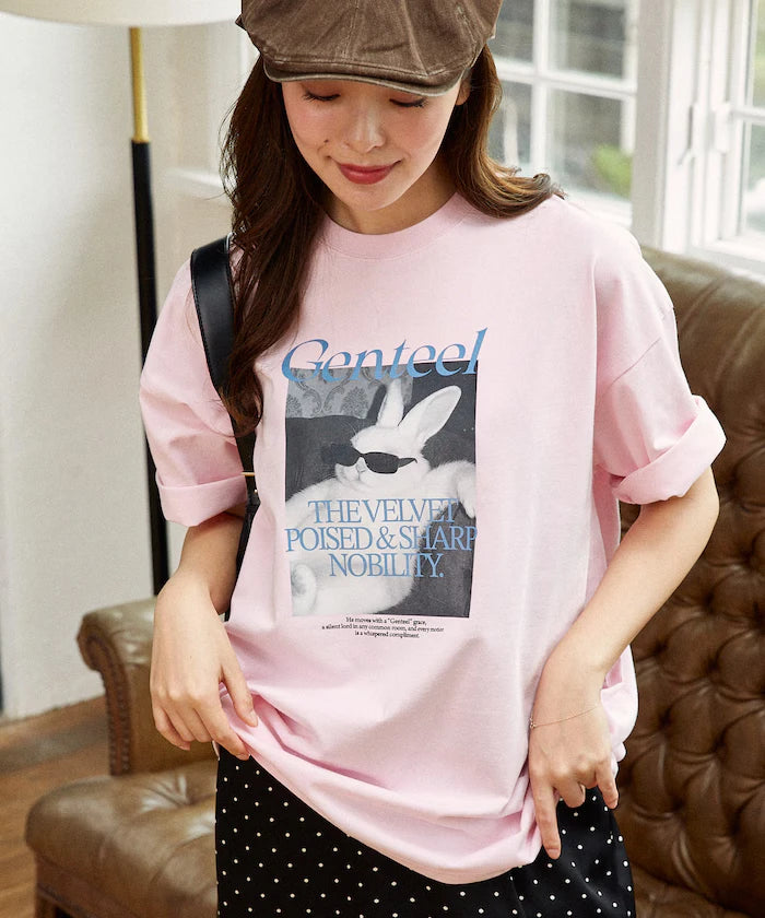 <Functional Material> Genteel Rabbit Print T-Shirt Limited Edition