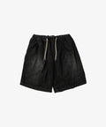 circular short pants black denim damaged