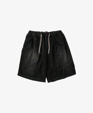 circular short pants black denim damaged
