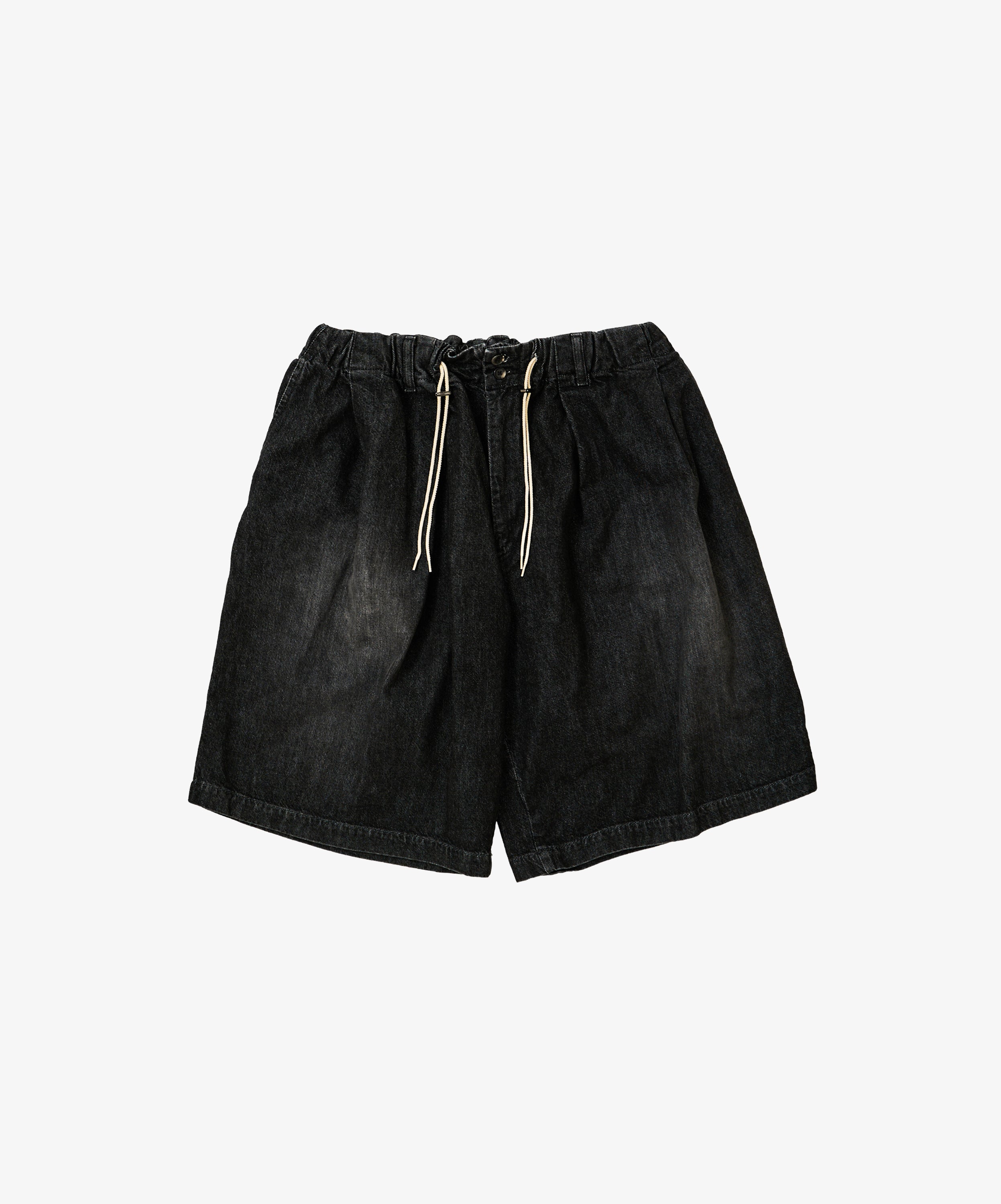 circular short pants black denim damaged