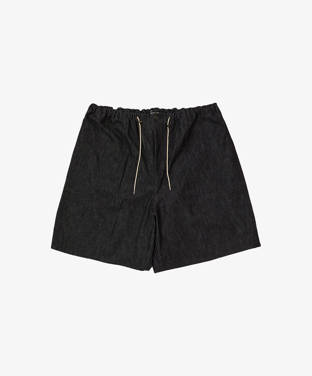 circular fatigue shorts black denim one wash