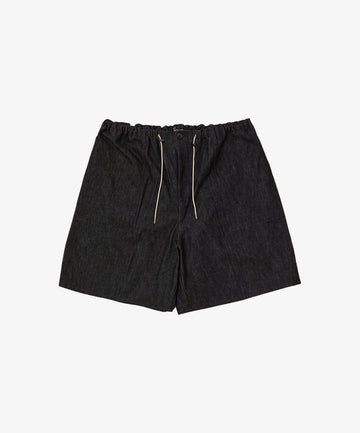 circular fatigue shorts black denim one wash