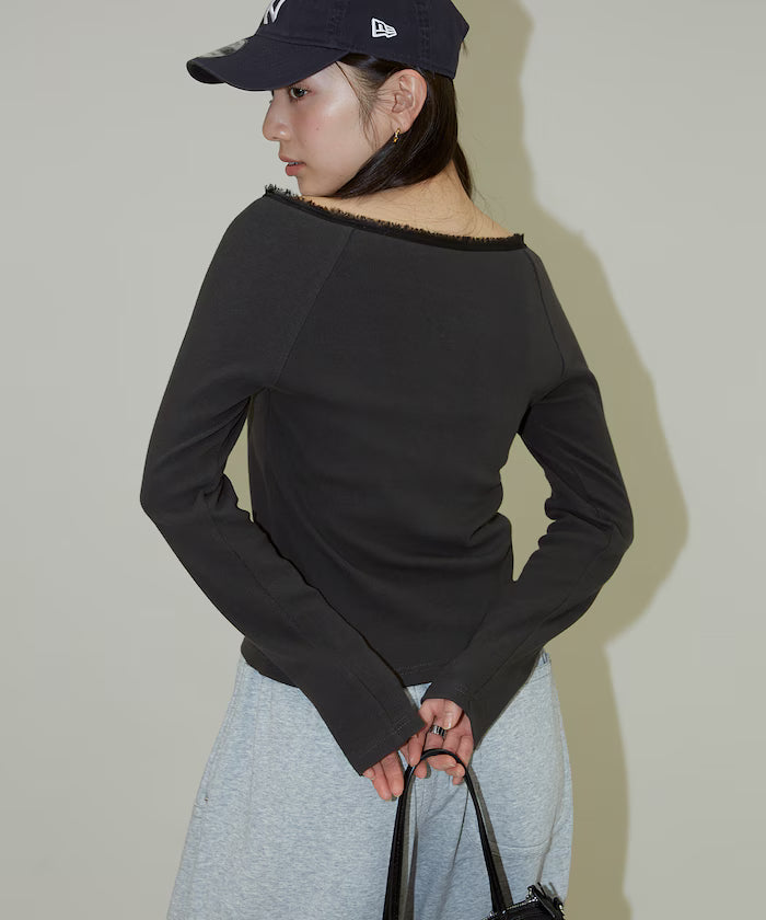 Lace Insert Long Sleeve T-Shirt