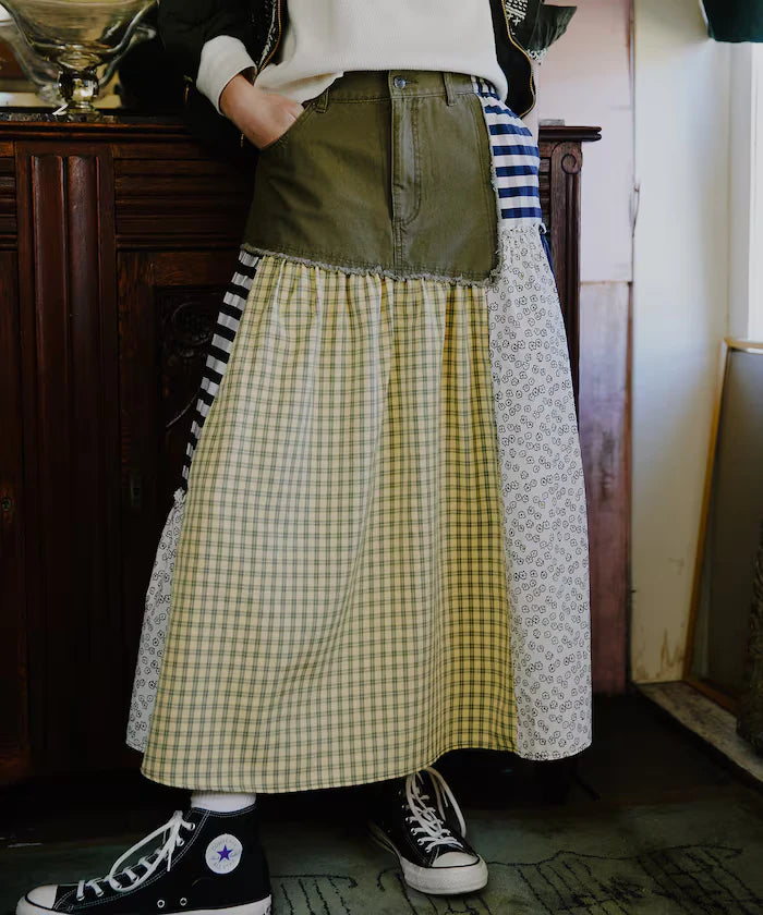 Flower & Check Docking Skirt