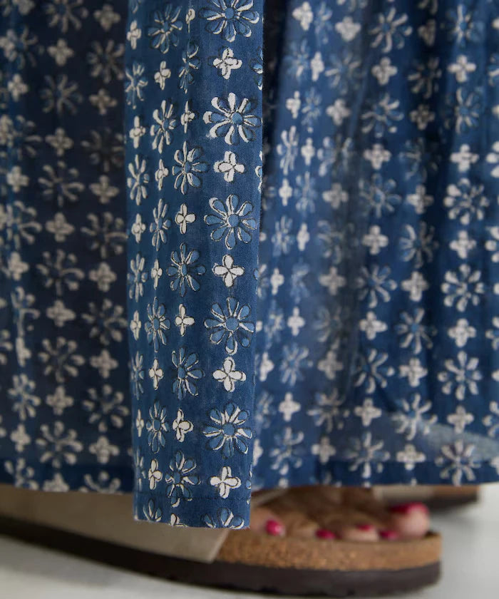 India Woodblock Flower Print Cami Dress
