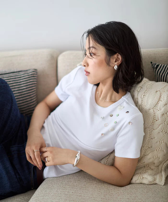 Many Button Cotton Modal Short Sleeve T-Shirt