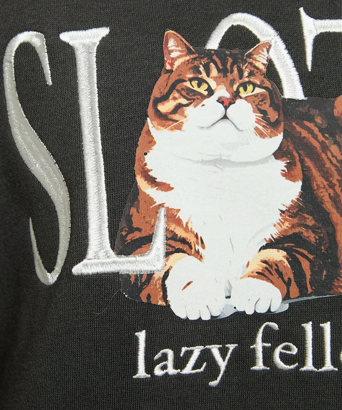 SLOTH Cat Fleece Lined Sweatshirt Limited Edition