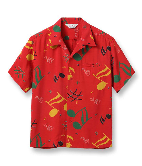 HIGH DENSITY RAYON OPEN SHIRT “ROCKIN' NOTES”
