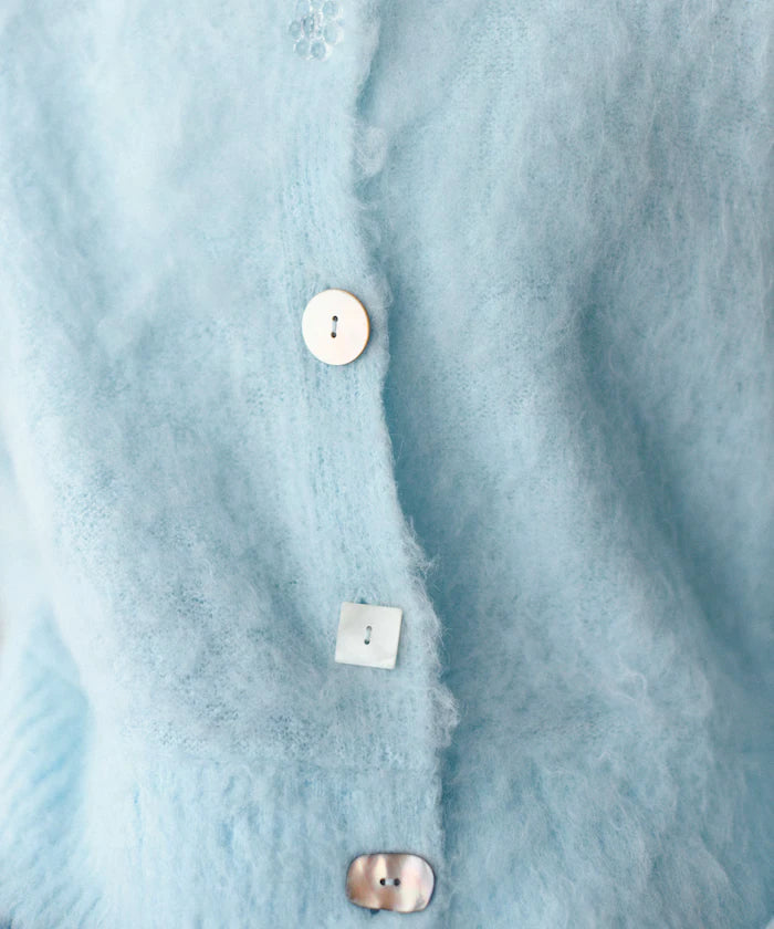 Variation Button Shaggy Knit Cardigan