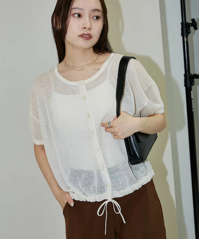 Washable Linen Hem Cord Summer Knit Cardigan Limited Edition