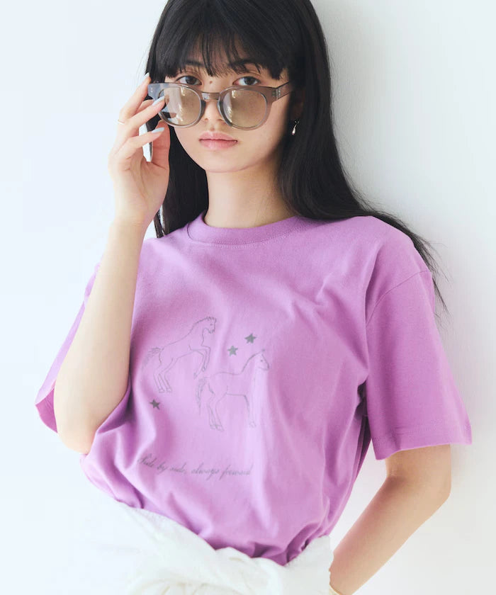 Comfortable Horse Print Crew Neck T-Shirt