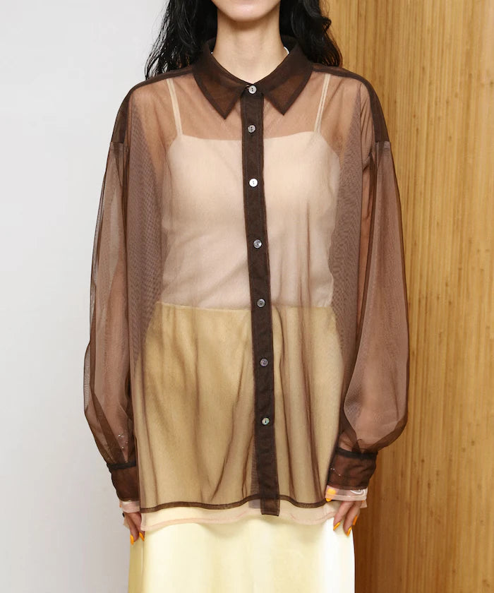 Tulle Layered Bicolor Shirt [Limited Edition]